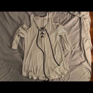 Striped Cold Shoulder Tunic top